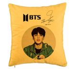 Casa si Gradina - Textile si covoare - Perne si pilote - Perne decorative - Perna Decorativa BTS Jimin, 40x40 cm, Galben, Husa Detasabila, Burduf - Infinity.ro
