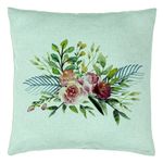 Casa si Gradina - Textile si covoare - Perne si pilote - Perne decorative - Perna Decorativa, Model Florale de vara, 40x40 cm, Verde Menta, Husa Detasabila, Burduf - Infinity.ro