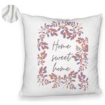 Casa si Gradina - Textile si covoare - Perne si pilote - Perne decorative - Perna Decorativa Fluffy, Model Home Sweet Home, 40x40 cm, Alb, Husa Detasabila, Burduf - Infinity.ro