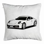 Casa si Gradina - Textile si covoare - Perne si pilote - Perne decorative - Perna Decorativa, Model Porsche 911, 40x40 cm, Alb Murdar, Husa Detasabila, Burduf - Infinity.ro