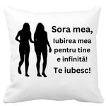 Casa si Gradina - Textile si covoare - Perne si pilote - Perne decorative - Perna Decorativa Sora mea 15, 40x40 cm, Alb mat, Husa Detasabila, Burduf - Infinity.ro