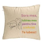Casa si Gradina - Textile si covoare - Perne si pilote - Perne decorative - Perna Decorativa Sora mea 6, 40x40 cm, Bej, Husa Detasabila, Burduf - Infinity.ro