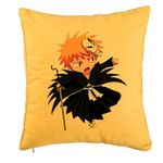 Casa si Gradina - Textile si covoare - Perne si pilote - Perne decorative - Perna Decorativa cu Bleach Mini Ichigo, 40x40 cm, Galben, Husa Detasabila, Burduf - Infinity.ro