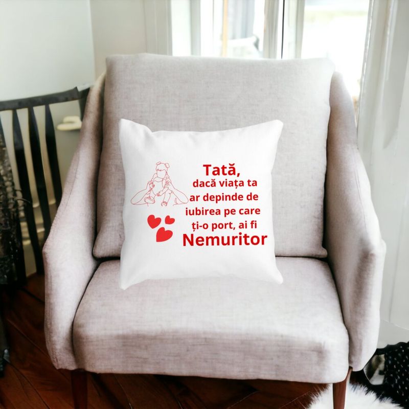 Casa si Gradina - Textile si covoare - Perne si pilote - Perne decorative - Perna Decorativa pentru Tata 2,40x40 cm, Alb mat, Husa Detasabila, Burduf - Infinity.ro