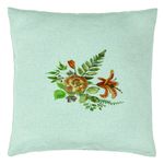 Casa si Gradina - Textile si covoare - Perne si pilote - Perne decorative - Perna Decorativa, Model Florale, 40x40 cm, Verde Menta, Husa Detasabila, Burduf - Infinity.ro