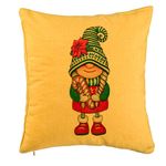 Casa si Gradina - Textile si covoare - Perne si pilote - Perne decorative - Perna Decorativa cu tematica de Craciun, Gnom 5, 40x40 cm, Galben, Husa Detasabila, Burduf - Infinity.ro