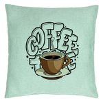 Casa si Gradina - Textile si covoare - Perne si pilote - Perne decorative - Perna Decorativa, Model Coffe Lover, 40x40 cm, Verde Menta, Husa Detasabila, Burduf - Infinity.ro