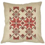 Casa si Gradina - Textile si covoare - Perne si pilote - Perne decorative - Perna Decorativa Patrata cu Motive Romanesti, 40x40 cm, Husa Detasabila, Burduf - Infinity.ro