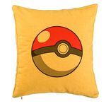 Casa si Gradina - Textile si covoare - Perne si pilote - Perne decorative - Perna Decorativa, Model copii Pokeball, 40x40 cm, Galben, Husa Detasabila, Burduf - Infinity.ro