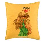 Casa si Gradina - Textile si covoare - Perne si pilote - Perne decorative - Perna Decorativa, Model Mommys Girl, 40x40 cm, Galben, Husa Detasabila, Burduf - Infinity.ro