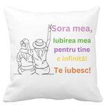 Casa si Gradina - Textile si covoare - Perne si pilote - Perne decorative - Perna Decorativa Sora mea 9, 40x40 cm, Alb mat, Husa Detasabila, Burduf - Infinity.ro