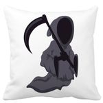 Casa si Gradina - Textile si covoare - Perne si pilote - Perne decorative - Perna Decorativa cu motiv Fantoma de Halloween 3, 40x40 cm, Alb mat, Husa Detasabila, Burduf - Infinity.ro