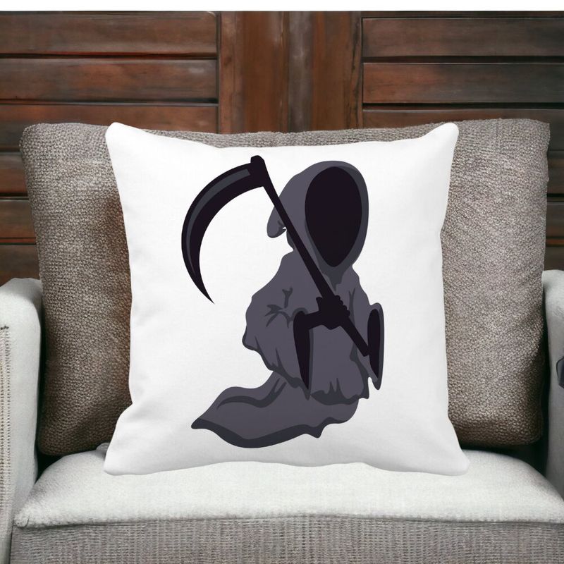 Casa si Gradina - Textile si covoare - Perne si pilote - Perne decorative - Perna Decorativa cu motiv Fantoma de Halloween 3, 40x40 cm, Alb mat, Husa Detasabila, Burduf - Infinity.ro