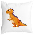 Casa si Gradina - Textile si covoare - Perne si pilote - Perne decorative - Perna Decorativa Patrata copii Dinozaur Portocaliu, 40x40 cm, Alb mat, Husa Detasabila, Burduf - Infinity.ro