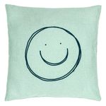 Casa si Gradina - Textile si covoare - Perne si pilote - Perne decorative - Perna Decorativa, Model Smiley Face, 40x40 cm, Verde Menta, Husa Detasabila, Burduf - Infinity.ro