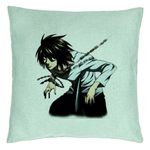 Casa si Gradina - Textile si covoare - Perne si pilote - Perne decorative - Perna Decorativa cu Death Note L, 40x40 cm, Verde Menta, Husa Detasabila, Burduf - Infinity.ro
