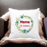Casa si Gradina - Textile si covoare - Perne si pilote - Perne decorative - Perna Decorativa Patrata Pentru Mama Te iubesc 2,40x40 cm, Alb mat, Husa Detasabila, Burduf - Infinity.ro
