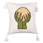 Casa si Gradina - Textile si covoare - Perne si pilote - Perne decorative - Perna Decorativa cu Franjuri cu motiv de Halloween 9, 45x45 cm, Ecru, Cu fermoar - Infinity.ro