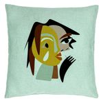 Casa si Gradina - Textile si covoare - Perne si pilote - Perne decorative - Perna Decorativa, Model Picasso style 2, 40x40 cm, Verde Menta, Husa Detasabila, Burduf - Infinity.ro