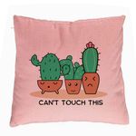 Casa si Gradina - Textile si covoare - Perne si pilote - Perne decorative - Perna Decorativa, Model Cactus Cant Touch This, 40x40 cm, Roz, Husa Detasabila, Burduf - Infinity.ro