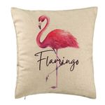 Casa si Gradina - Textile si covoare - Perne si pilote - Perne decorative - Perna Decorativa, Model Flamingo, 40x40 cm, Bej, Husa Detasabila, Burduf - Infinity.ro