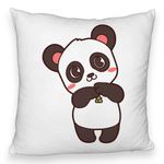 Casa si Gradina - Textile si covoare - Perne si pilote - Perne decorative - Perna Decorativa Fluffy, Model Urs Panda, 40x40 cm, Alb, Husa Detasabila, Burduf - Infinity.ro