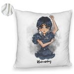 Casa si Gradina - Textile si covoare - Perne si pilote - Perne decorative - Perna Decorativa Fluffy, Model Wednesday Addams Dancing Hands 2, 40x40 cm, Alb, Husa Detasabila, Burduf - Infinity.ro