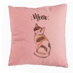 Casa si Gradina - Textile si covoare - Perne si pilote - Perne decorative - Perna Decorativa, Model Meow, 40x40 cm, Roz, Husa Detasabila, Burduf - Infinity.ro