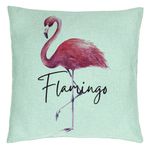 Casa si Gradina - Textile si covoare - Perne si pilote - Perne decorative - Perna Decorativa, Model Flamingo, 40x40 cm, Verde Menta, Husa Detasabila, Burduf - Infinity.ro