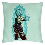 Casa si Gradina - Textile si covoare - Perne si pilote - Perne decorative - Perna Decorativa cu Goku Vegeta Super Saiya Saiyan Dragon Ball, 40x40 cm, Verde Menta, Husa Detasabila, Burduf - Infinity.ro