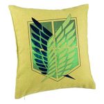 Casa si Gradina - Textile si covoare - Perne si pilote - Perne decorative - Perna Decorativa cu Attack on Titan Symbol, 40x40 cm, Verde, Husa Detasabila, Burduf - Infinity.ro