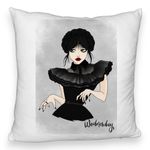 Casa si Gradina - Textile si covoare - Perne si pilote - Perne decorative - Perna Decorativa Fluffy, Model Wednesday Addams Dancing Hands 3, 40x40 cm, Alb, Husa Detasabila, Burduf - Infinity.ro