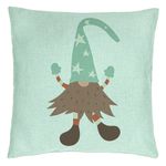 Casa si Gradina - Textile si covoare - Perne si pilote - Perne decorative - Perna Decorativa cu tematica de Craciun, Gnom 3 40x40 cm, Verde Menta, Husa Detasabila, Burduf - Infinity.ro