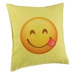 Casa si Gradina - Textile si covoare - Perne si pilote - Perne decorative - Perna Decorativa, Model Emoji cu Limba, 40x40 cm, Verde, Husa Detasabila, Burduf - Infinity.ro