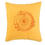 Casa si Gradina - Textile si covoare - Perne si pilote - Perne decorative - Perna Decorativa, Model Mystic Eye, 40x40 cm, Galben, Husa Detasabila, Burduf - Infinity.ro