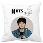 Casa si Gradina - Textile si covoare - Perne si pilote - Perne decorative - Perna Decorativa BTS Jimin, 40x40 cm, Alb mat, Husa Detasabila, Burduf - Infinity.ro