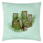 Casa si Gradina - Textile si covoare - Perne si pilote - Perne decorative - Perna Decorativa cu tematica de Craciun, Lumanari, 7, 40x40 cm, Verde Menta, Husa Detasabila, Burduf - Infinity.ro