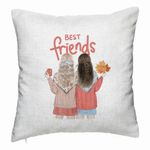 Casa si Gradina - Textile si covoare - Perne si pilote - Perne decorative - Perna Decorativa, Model Best Friends, 40x40 cm, Alb Murdar, Husa Detasabila, Burduf - Infinity.ro