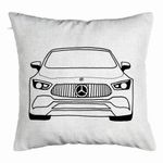 Casa si Gradina - Textile si covoare - Perne si pilote - Perne decorative - Perna Decorativa, Model Hey Mercedes, 40x40 cm, Alb Murdar, Husa Detasabila, Burduf - Infinity.ro