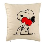 Casa si Gradina - Textile si covoare - Perne si pilote - Perne decorative - Perna Decorativa, Model Doggo Love, 40x40 cm, Bej, Husa Detasabila, Burduf - Infinity.ro