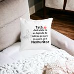 Casa si Gradina - Textile si covoare - Perne si pilote - Perne decorative - Perna Decorativa pentru Tata 8,40x40 cm, Alb mat, Husa Detasabila, Burduf - Infinity.ro