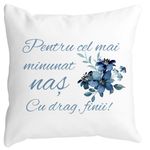Casa si Gradina - Textile si covoare - Perne si pilote - Perne decorative - Perna Decorativa pentru Nas 1, 40x40 cm, Alb mat, Husa Detasabila, Burduf - Infinity.ro