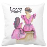 Casa si Gradina - Textile si covoare - Perne si pilote - Perne decorative - Perna Decorativa, Love Mom, 40x40 cm, Alb mat, Husa Detasabila, Burduf - Infinity.ro