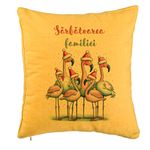 Casa si Gradina - Textile si covoare - Perne si pilote - Perne decorative - Perna Decorativa cu tematica de Craciun, Flamingo si Text 2, 40x40 cm, Galben, Husa Detasabila, Burduf - Infinity.ro