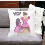 Casa si Gradina - Textile si covoare - Perne si pilote - Perne decorative - Perna Decorativa, Love Mom, 40x40 cm, Alb mat, Husa Detasabila, Burduf - Infinity.ro
