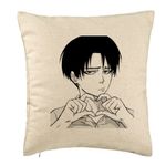 Casa si Gradina - Textile si covoare - Perne si pilote - Perne decorative - Perna Decorativa, Model Love You Levi, 40x40 cm, Bej, Husa Detasabila, Burduf - Infinity.ro