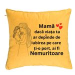 Casa si Gradina - Textile si covoare - Perne si pilote - Perne decorative - Perna Decorativa, Model pentru Mama 4, 40x40 cm, Galben, Husa Detasabila, Burduf - Infinity.ro