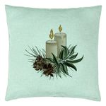 Casa si Gradina - Textile si covoare - Perne si pilote - Perne decorative - Perna Decorativa cu tematica de Craciun, Lumanari, 8, 40x40 cm, Verde Menta, Husa Detasabila, Burduf - Infinity.ro