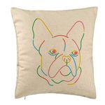 Casa si Gradina - Textile si covoare - Perne si pilote - Perne decorative - Perna Decorativa, Model Doggo MultiColor, 40x40 cm, Bej, Husa Detasabila, Burduf - Infinity.ro