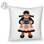 Casa si Gradina - Textile si covoare - Perne si pilote - Perne decorative - Perna Decorativa Fluffy, Model Folk, 40x40 cm, Alb, Husa Detasabila, Burduf - Infinity.ro